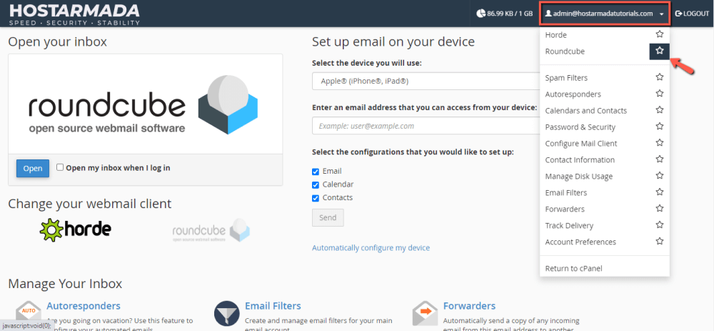 Set Roundcube as the Default Email Client in cPanel