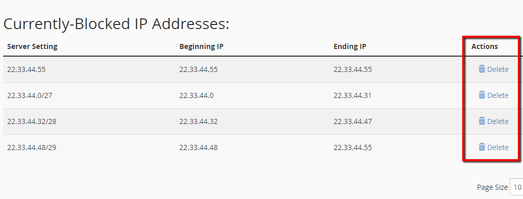 Removing blocked IP addresses