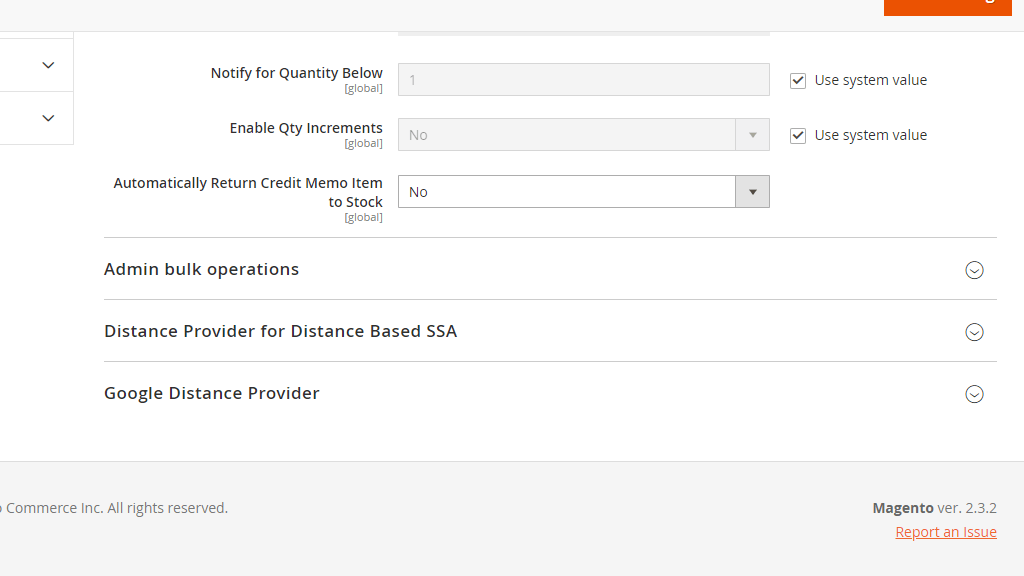 Product Stock Options additional settings