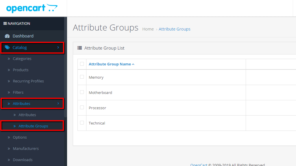 Accessing the Attribute Groups page