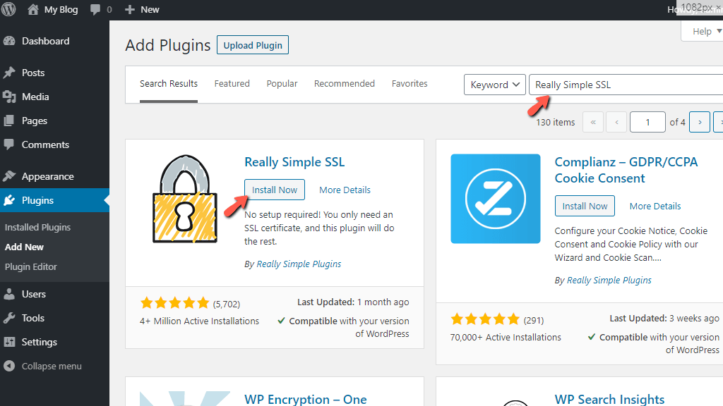 Install WordPress Really Simple SSL Plugin