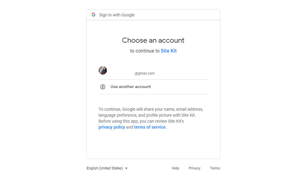 Choose the Google account connected with Google Analytics.