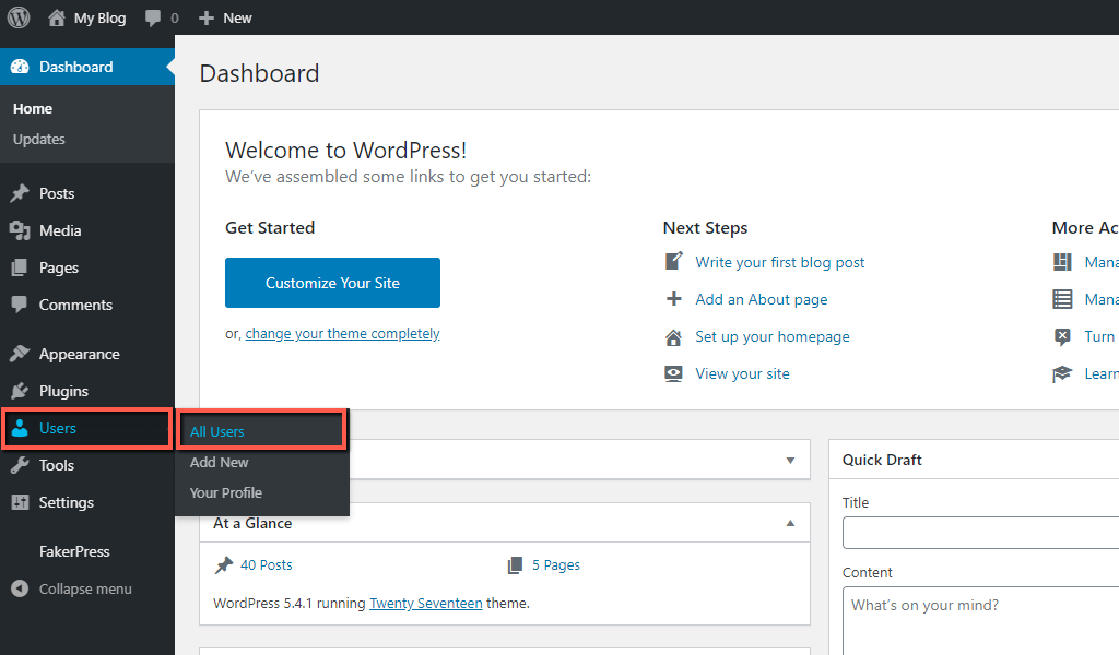 Access WordPress All Users